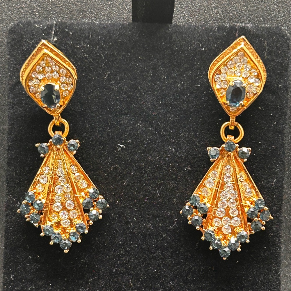 Elegant Gold and Blue Earrings